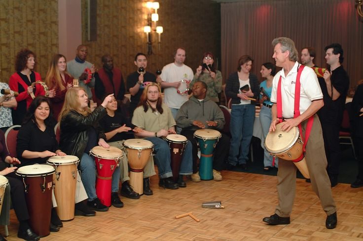 Employees Celebrating party event with musical instruments