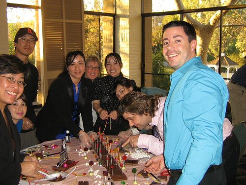 Employees participate in chocolate games by TeamBonding