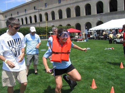 Employees enjoying outdoor games