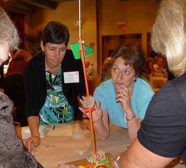 Employees participating in a game