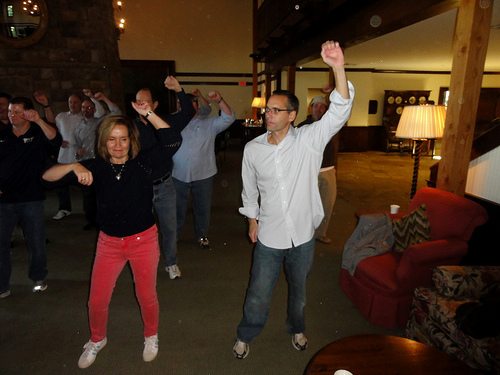 Employees performing their company dance number