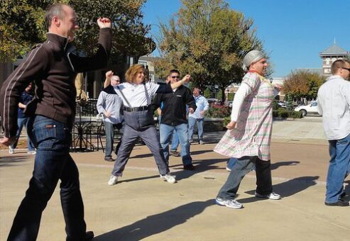 Employees participate in stop dance contest by TeamaBonding