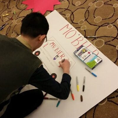 A man drawing in a Cardboard thumbnail