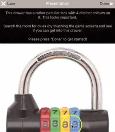 Colorful lock for team building escape room