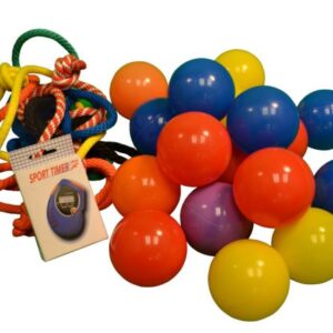 Colorful balls and sport timer