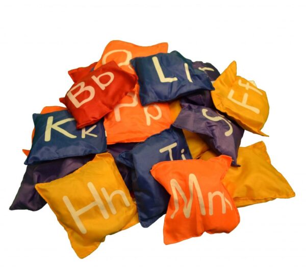 A bunch of pillow with alphabet print