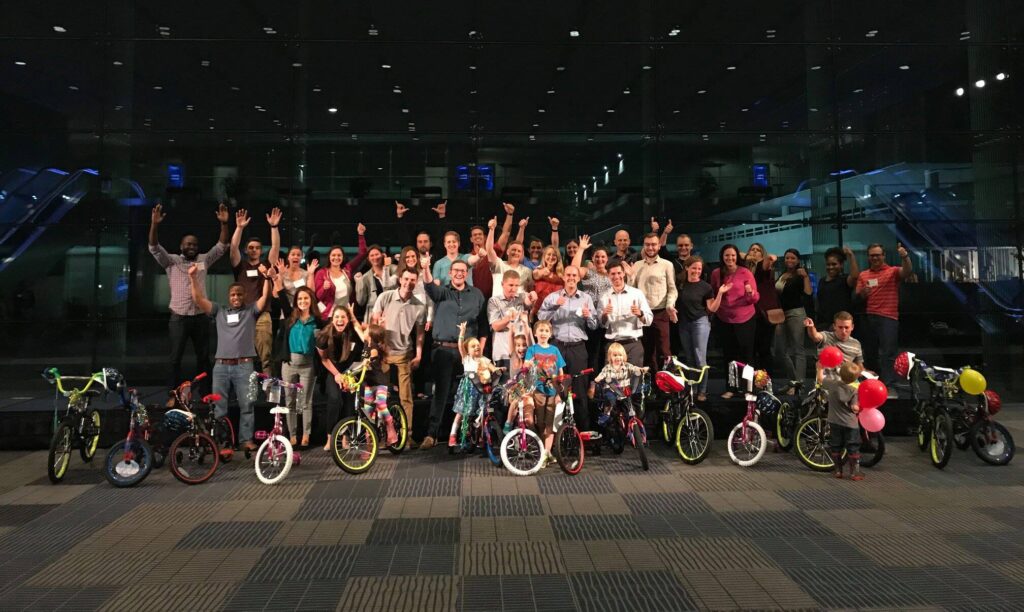 Companies build and donate bikes for charity.