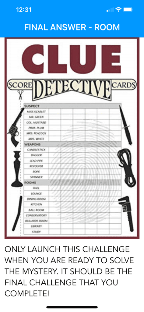 Clued-In Murder Mystery Scavenger Hunt - Printable Party Game