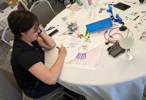 his image captures both the imaginative and technical aspects of the activity.