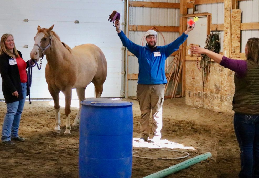 Employees and participants demo during outdoor team building