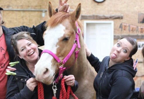 Employees on their wacky shot