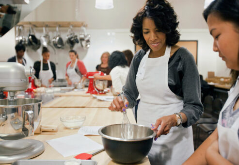 Employees Sharing ideas how to cook