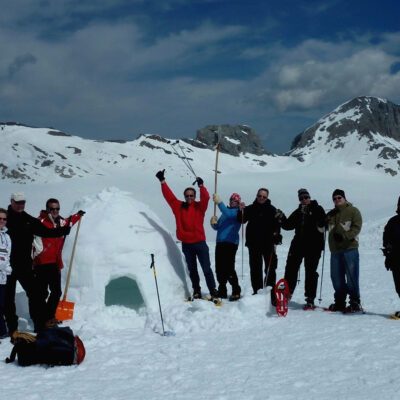 Building an igloo as a team building activity