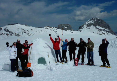 Building an igloo as a team building activity
