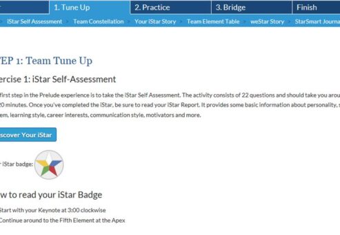 Screenshot of prelude team building activity