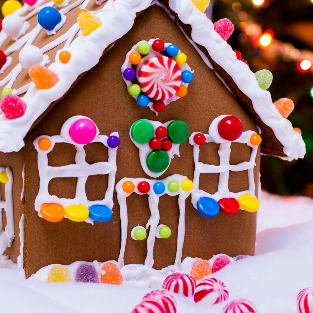 decorated gingerbread house