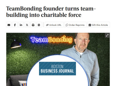 Boston Business Journal: TeamBonding founder turns team-building into charitable force thumb
